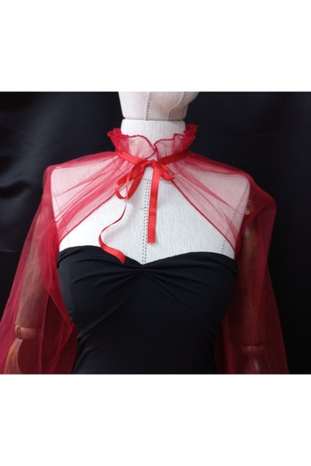 es moda shop Amy evening dress tulle shawl neck collar red