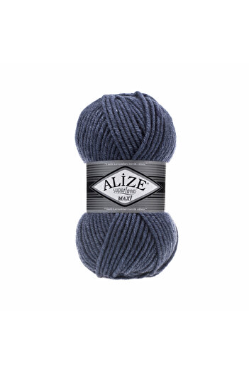 Alize Superlana Maxi 25% Wool - 75% Acrylic / 100 gr - 100 M Scarf 203 Denim Melange for Beanie Knitting
