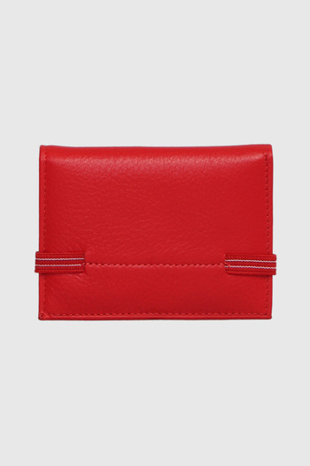 Grande Genuine Leather 325 Model Arsel Red - Horizontal Card Holder with Transparent Chamber