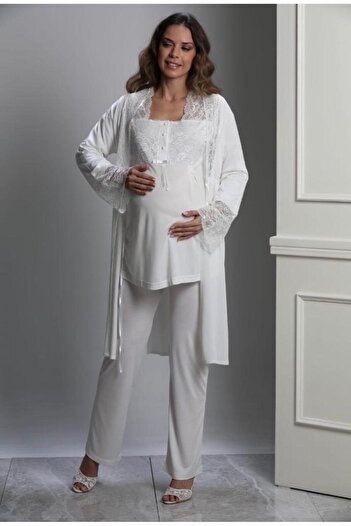 Nehir Nehirsel 3018 Pregnant Maternity 3-Piece Pajamas Dressing Gown