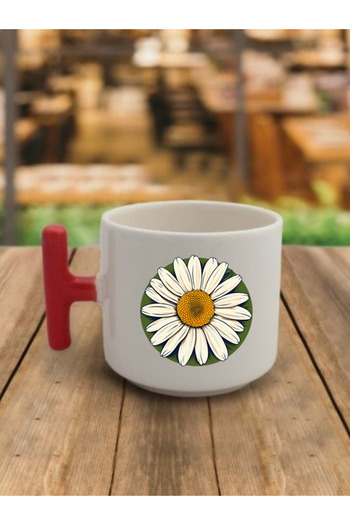 lili hediyelik Daisy Visual Coffee Cup Ceramic Mug - Ceramic Tea, Coffee Gift Cup