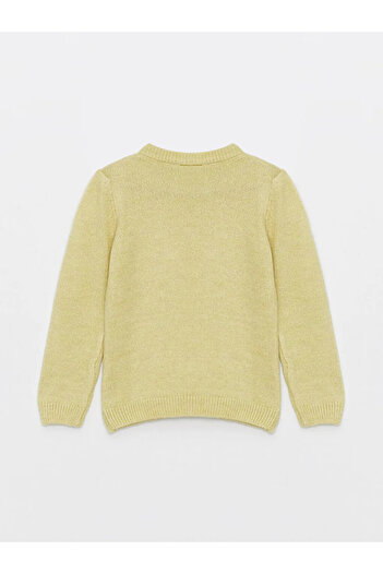 LC Waikiki Patterned Crew Neck Long Sleeve Girls' Knitwear Sweater