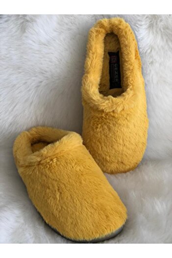 GEZER Yellow Mustard Plush Women's Slippers Winter House Slippers