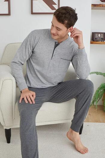 KLY PİJAMA KLY 9244 Half Button Pajamas Set