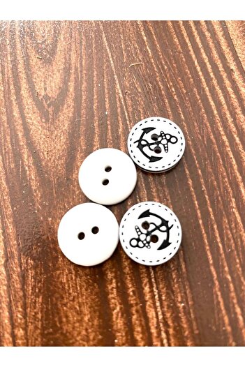 canan dizayn 15.5 MM WHITE-BLACK ANCHOR BUTTON (20 PIECES)