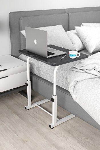 Depolife Yükseklik Ayarlı Laptop Sehpası Kahvaltı Ders Çalışma Bilgisayar Ofis Yemek Çocuk Masası Metal Ayak