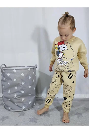 MİNİKO KİDS BOY'S SNOOPY AND SONIC 3 YARN COTTON TRACKSUIT SET
