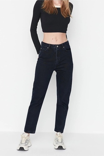 Trn JNS Milena Black Boyfriend Γυναικείο ψηλόμεσο Mom Jeans