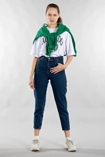 Trn JNS Milena Dark Blue Boyfriend Γυναικείο ψηλόμεσο Mom Jeans