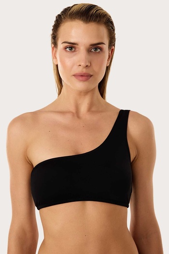 AYYILDIZ 63566 One Shoulder Black Bikini Top
