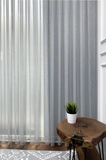 Brillant Aden Gray Plain Tulle Curtain Linen Look Non-Wrinkle Iron Doesn't Want with Different Pleat Options
