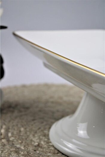 Laviss White Gold Footed Chocolate Plate 28x16.5cm H:10.5cm