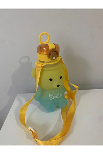 LEON LİFE 800 ml BPA Free Teddy Bear Model Water Bottle - Water Bottle (Yellow-Blue)