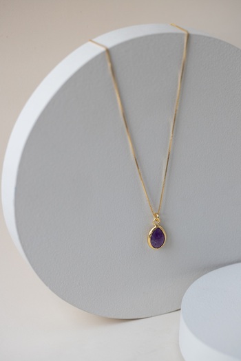 art and crafts jewelry Şubat Burç Taşı Ametist 925 Gümüş Kolye