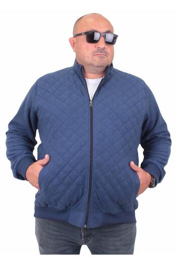 MocGrande Large Size Zippered Cardigan Diamond 23281 Marine