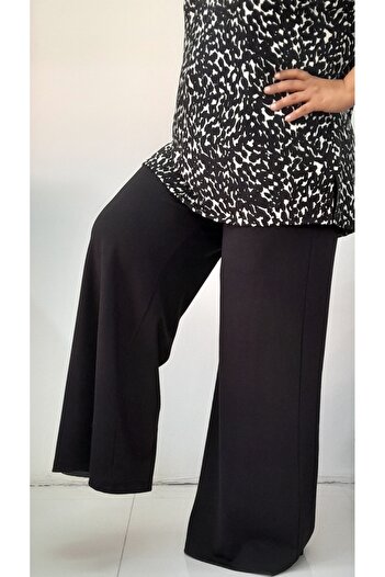 Mertcan Butik Black waist bodice elastic wide-leg steel knitted trouser skirt
