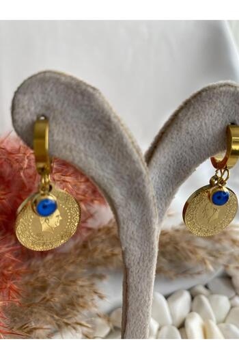 KÜBRA UYAN JEWELRY TURA MODEL GOLD COLOR STEEL EARRING