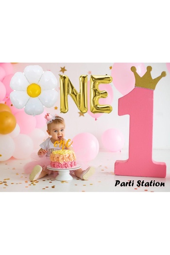 Parti Station Papatya Concept ONE 1 Year Birthday Party Balloon Set Papatya ONE Foil Balloon