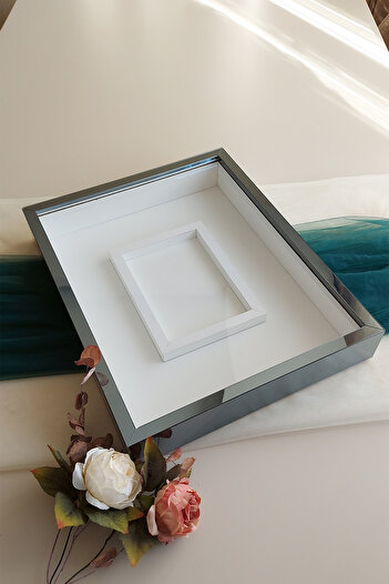 Verda Çerçeve 40x50 Cm Smoked Rose Memory Frame!LED-Free Frame with Photo Section!Rose Memory Frame