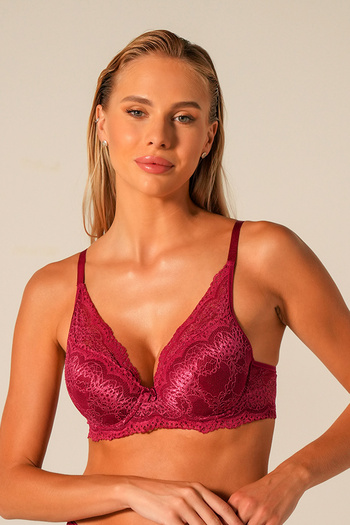 Doğan Burgundy Underwire Unassisted Lace Bra