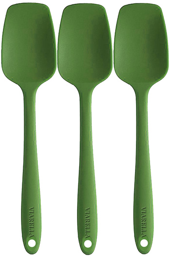 viarella Silicone Spoon Spatula Set of 6 Fireproof Non-Stick Non-Scratch Green