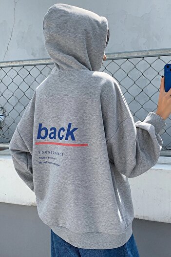 Adrift Унісекс Oversize 100% бавовна Сірий худі з принтом на спині griback