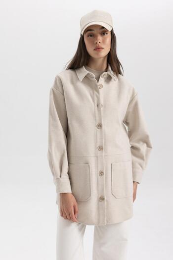 DeFacto Relax Fit Gabardine Long Sleeve Shirt Tunic B0285ax23wn