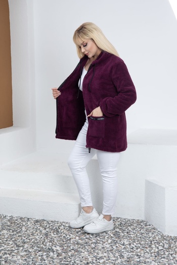 xlargebutik PLUS SIZE WOMEN'S CLOTHING WARM SOFTLY PURPLE PLUSH FLEECE