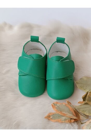 Hodore Green Genuine Leather Velcro Baby Shoes