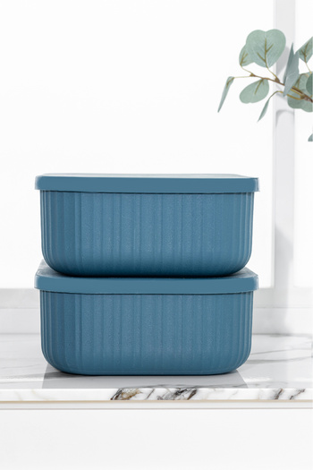 Vienev 2-Piece Line Storage Box with Lid 3.2 Liters Blue