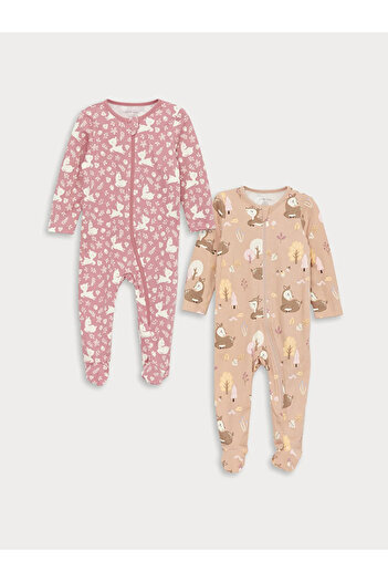 LC Waikiki LCW baby Crew Neck Long Sleeve Baby Girl Zip Jumpsuit 2-Piece