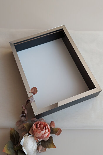 Verda Çerçeve 30x40 Cm Deep Black-silver Memory Frame for Special Day Flowers!Rose Frame Box!