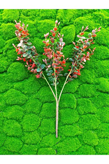 BESALİ Wet Texture Artificial Plant Eucalyptus Potted Bunch Vertical Garden Balcony Potted Vase Plant Red-Green