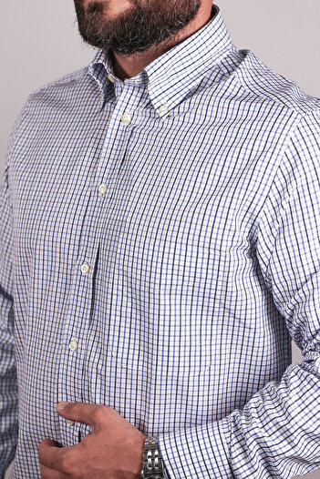 Camicissima Light Blue Colors Checked Regular Fit Buttoned Collar Men's Shirt