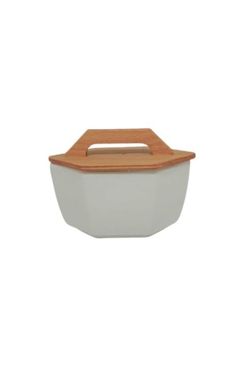 devigo Corner Jar with Wooden Lid White