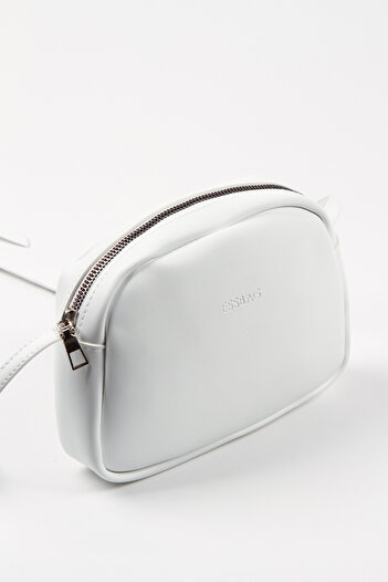 Newish White Stylish and Comfortable Women's Crossbody Bag with Zippered Adjustable Shoulder Strap