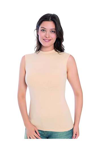 Hmd Women's Lycra Turtleneck Zero Sleeve Tank Top