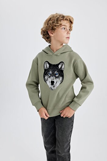 DeFacto Erkek Çocuk Kapüşonlu Kalın Sweatshirt B2076a823wn
