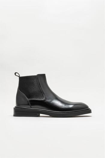 Elle Shoes Μαύρες Δερμάτινες Ανδρικές Κλασικές Μπότες