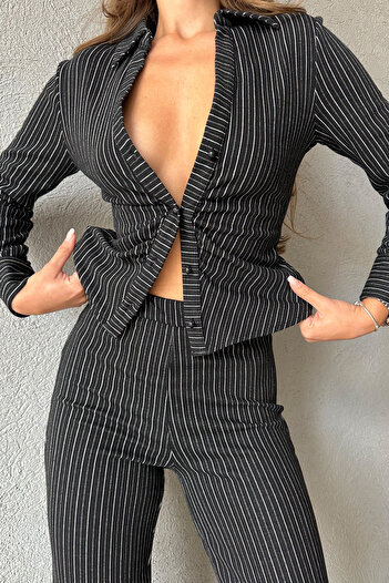 Seda Yalçın Atelier Black Striped Woven Suit