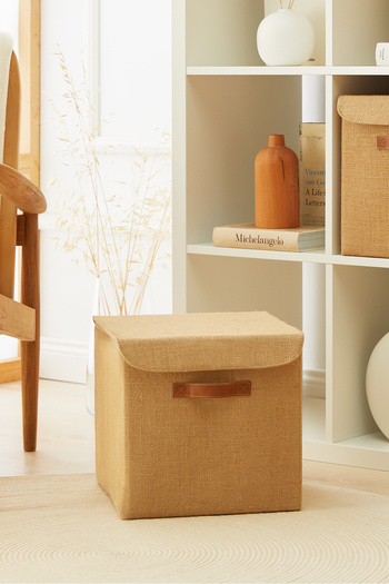 Ocean Home Textile Jute Covered In-Cabinet Laundry Toy Organizer Folding Storage Box 30x30x30