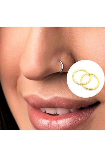 Liva Cerrahi Çelik 8 mm Gold Renk Çelik Halka Burun Piercing Halka Hızma