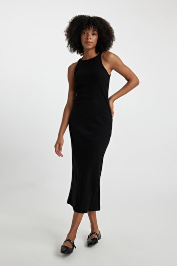 DeFacto Bodycon Halter Yaka Fitilli Kaşkorse Maxi Kolsuz Elbise A4828ax23au