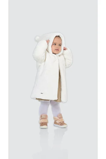 Babyhola Baby Girl Cotton Lined Cone Hooded Plush Coat Winter 13622