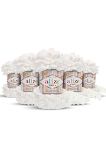 Alize 6 Pieces Puffy White Baby Blanket - 90X90