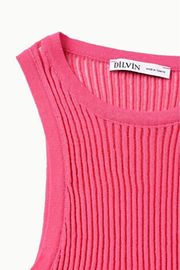 Dilvin 10410 Πλεκτά Crew Neck Αθλητής-φούξια