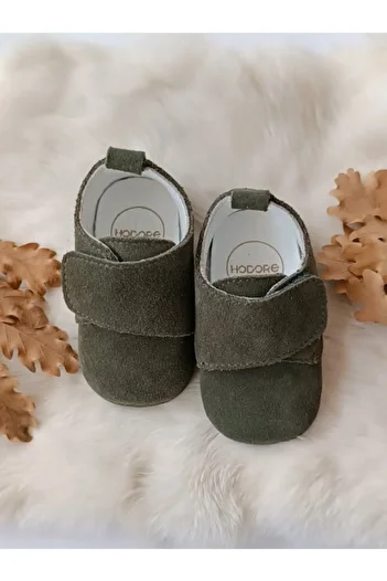 Hodore Suede Green Genuine Leather Velcro Baby Shoes