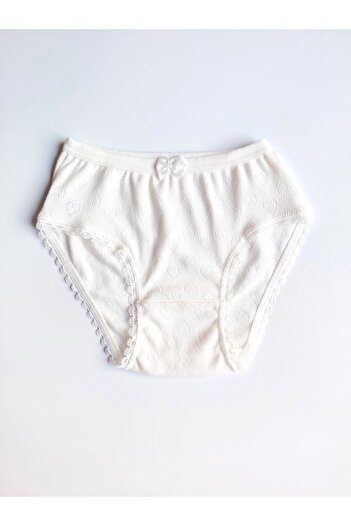 ÇebiKids Girl's 100% Cotton Ecru/Retro Jacquard Slips/Panties 3-Piece