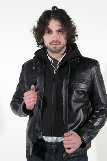 WOOG DERİ Delta Model Erkek Siyah Hakiki Deri Ceket