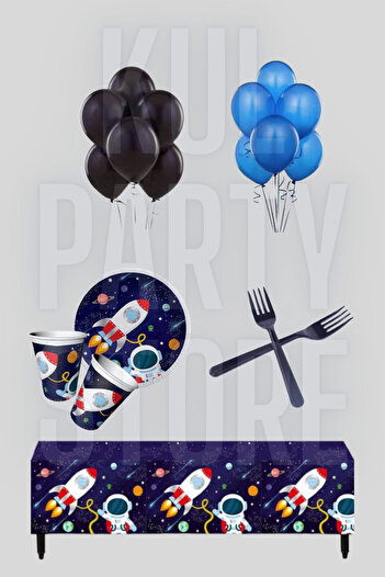 FOKUL Space Cosmic Galaxy 8 Person Birthday Party Set Party Supplies Concept